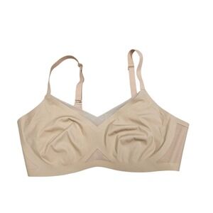 Honeylove‎ Bra M 36 B/C Crossover Beige Comfort Wireless Support Lingerie Basic